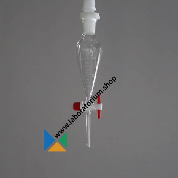 Scheitrechter 50 mL Lenz volgens Squibb, kraanplug uit PTFE, met maatverdeling